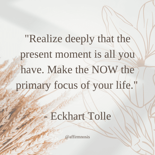 Realize deeply that the present moment is all you have. Make the NOW the primary focus of your life. - Eckhart Tolle