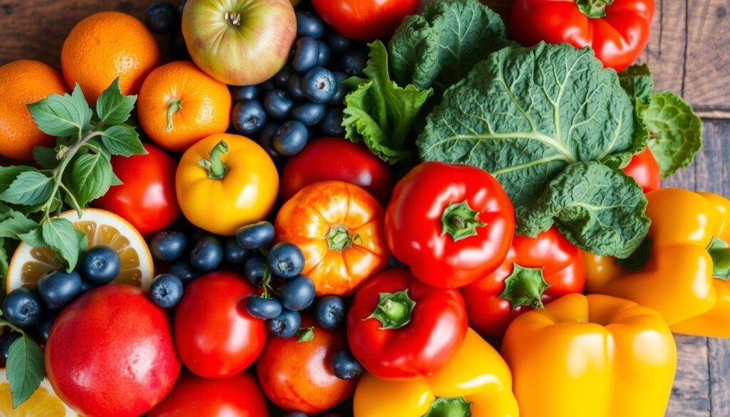 Vibrant fruits and vegetables