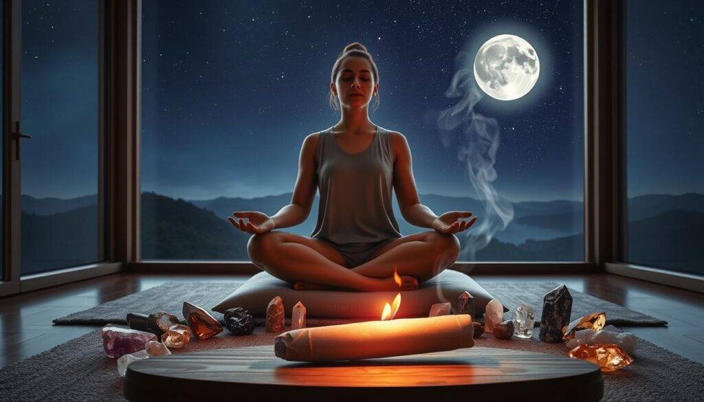 meditation and crystals ritual