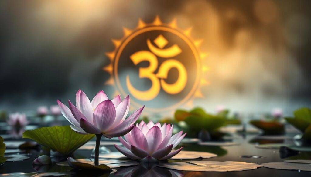 lotus and om symbols