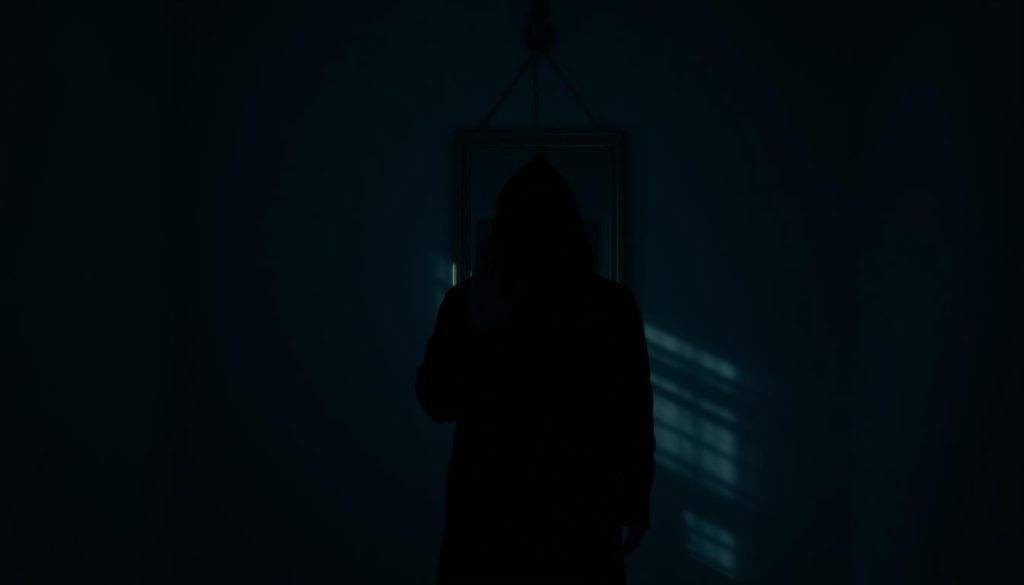 A dimly lit room, soft shadows dancing across the walls. In the center, a figure stands shrouded in an aura of mystery, their form reflected in a mirror that hangs at an angle, distorting the image. Subtlety is the key, as the figure gestures with a gentle hand, their movements hinting at the hidden power of indirect suggestion. The air is thick with a sense of anticipation, inviting the viewer to delve deeper into the realm of Ericksonian ambiguity and subconscious priming.