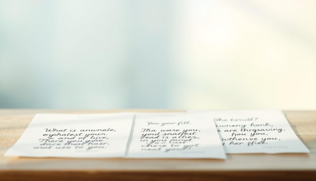 A serene and tranquil scene with a clean, minimalist design. In the foreground, a collection of handwritten positive affirmations on crisp, white paper, beautifully arranged in an aesthetically pleasing layout. The affirmations are written in a variety of elegant, cursive scripts, each one radiating a sense of warmth and inspiration. The background features a soft, blurred gradient, transitioning from a pale, calming blue to a gentle, soothing green, creating a sense of depth and balance. The overall mood is one of positivity, empowerment, and mental clarity, perfectly capturing the essence of the "Uplifting Affirmations" section. Soft, natural lighting casts a comforting glow over the scene, making it feel inviting and serene.